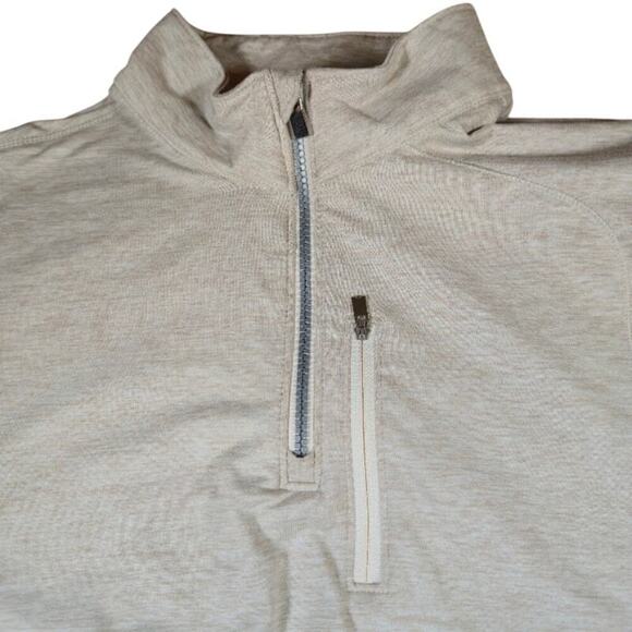 Cremieux Mens 1/4 Zip Pullover Shirt Size Large Cream Chest Pocket Casual Preppy - Picture 4 of 8